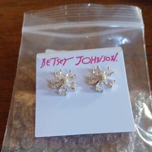 Betsey Johnson Gold and Silver Snowflake Earrings NEW